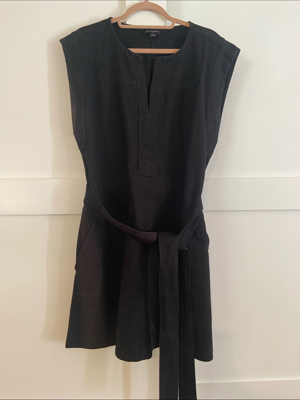 Banana Republic Black denim Sleeveless Tie-Waist Mini Dress